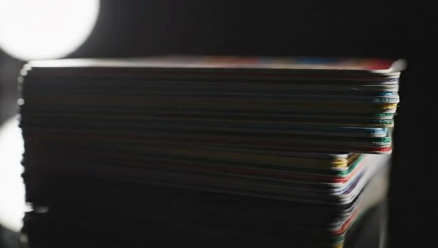 Close Up Shot of Stacked Colorful Trivia Cards Learning Game