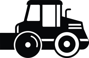 Road Roller Silhouette – Construction Vehicle Vector Icon
