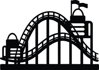 Silhouette of a classic wooden roller coaster peak