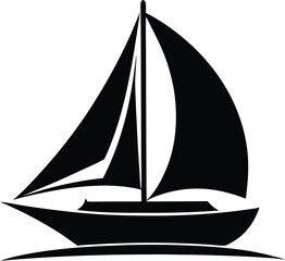Simple black silhouette of a sailboat with two masts vector illustration