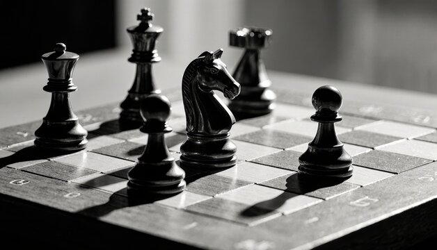Chess strategy unfolds on a wooden board during a quiet afternoon Generative AI