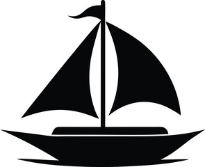 Simple black silhouette of a sailboat with two masts