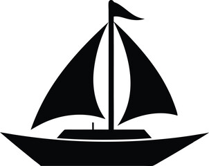 Simple black silhouette of a sailboat with two masts