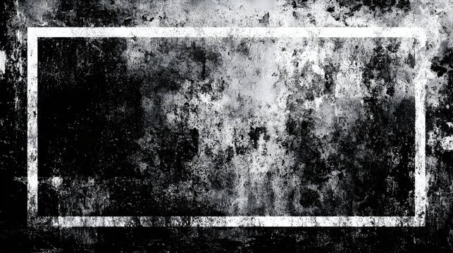 Rectangle outline overlays heavily textured distressed dark monochromatic background