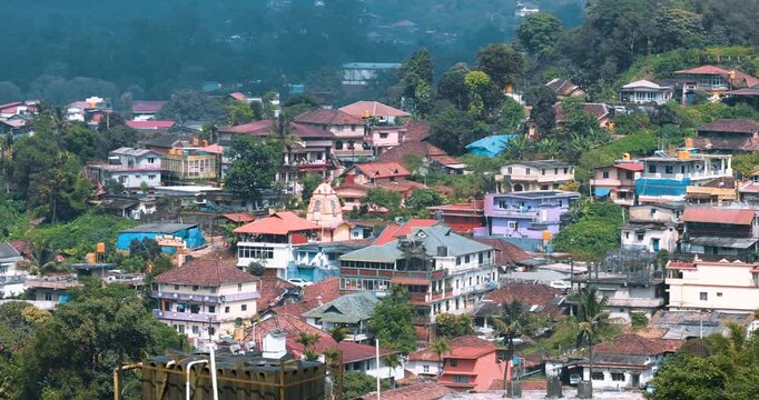 Aerial view of Madikeri , Coorg town is famous tourist destination in the state of Karnataka, India, known for its weather and coffee plantation