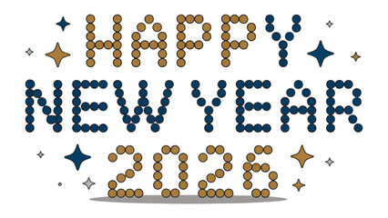 New Year 2026 Celebration: A festive typographic design heralds the dawn of a new year, with the words Happy New Year spelled out in a playful and celebratory style, complemented by the year 2026.