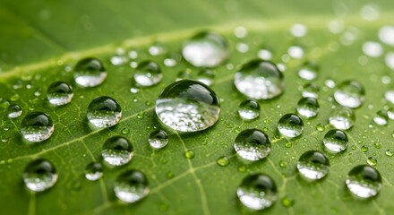 Water droplets on a vibrant green leaf macro close-up nature