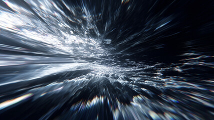 Abstract Blue Light Speed Tunnel with Motion Blur Effect