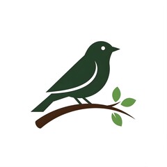 Obraz premium Elegant Bird on Branch Logo Design for Nature Conservation.