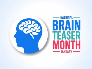 Celebrate national brain teaser month with a silhouette of a head and brain