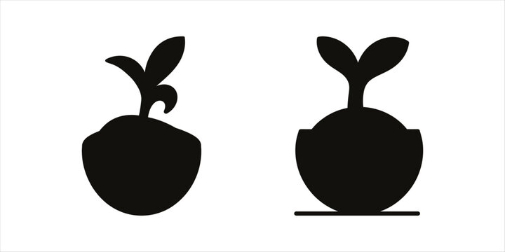 Stylized seed sprouting black and white illustration promoting growth concept