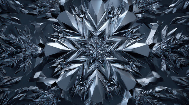 Intricate abstract blue and silver geometric fractal pattern