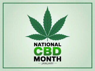 Celebrate national cbd month with a vibrant green cannabis leaf and bold text