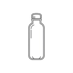 Minimalist Water Bottle Outline Illustration for Hydration Concepts.