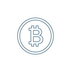 Obraz premium Bitcoin Symbol in Blue Outline on White Background.