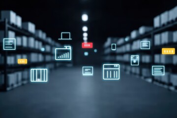 A cyber vista where inventory radiance powers sales drum as logistics course sets operation depth framed by partnership and marked with a note of efficiency