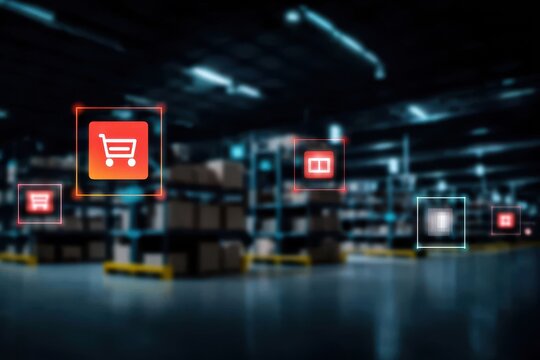 A cyber vista where inventory radiance powers sales drum as logistics course sets operation depth framed by partnership and marked with a note of efficiency