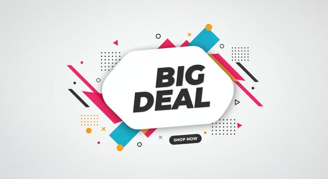 Big Deal Announcement: A vibrant, dynamic composition featuring bold typography, geometric elements, and eye-catching colors, creating a compelling visual message.