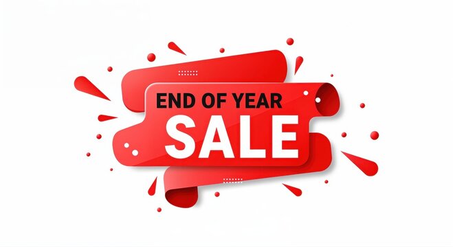 End of Year Sale: Bold, dynamic design signifies the closing of a year, with significant reductions on merchandise. It is a promotion that triggers interest of consumer in a shopping store.