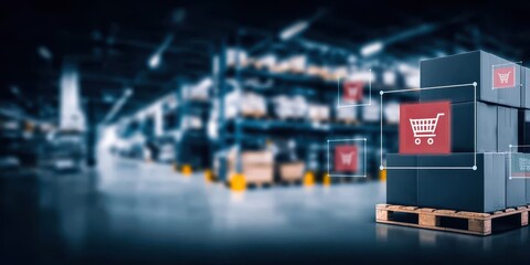 Fototapeta premium A soft iridescent hall where partnership aura supports sales rise as logistics threads match inventory form driven by operation and lifted by a bright note of efficiency