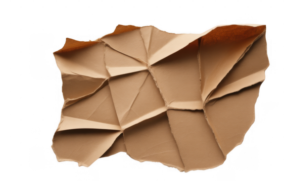 Crumpled paper abstract geometric folds isolated on a transparent background