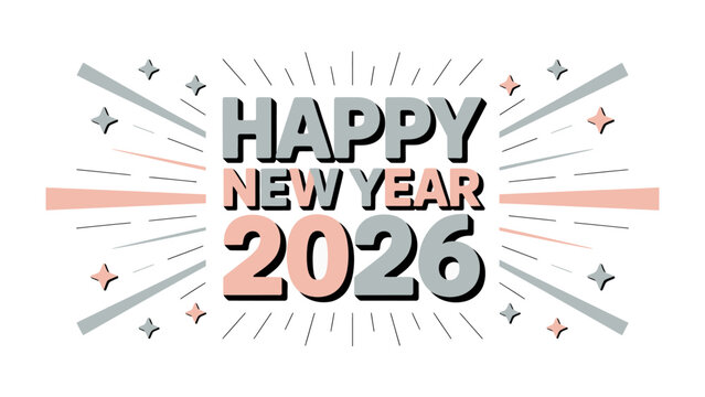 Happy New Year 2026 Celebration : A vibrant and celebratory message, designed to convey wishes for a joyous and prosperous new year.
