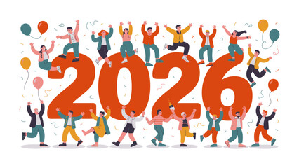 New Year 2026 Celebration: A jubilant crowd of individuals gathers to celebrate the dawn of 2026, filled with excitement and anticipation for the coming year.