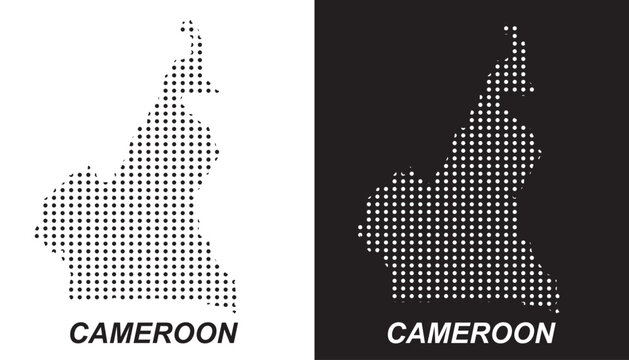 Cameroon Dotted Map, Halftone Style Modern Digital Outline of African Country Vector EPS