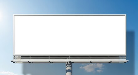 Large empty billboard against blue sky with cloud shadow