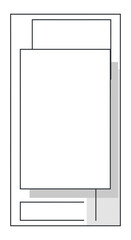 Modern user interface wireframe template for a mobile application or website design, featuring an abstract geometric layout with simple placeholder blocks