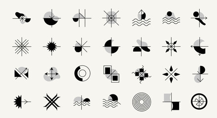 Modern abstract icon set for minimalist designs, perfect for branding and web design, offering a sleek and contemporary aesthetic for diverse applications