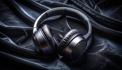 Noise-cancelling headphones captured with elegant shadows on a matte surface. The softly blurred background enhances focus on product detailing.