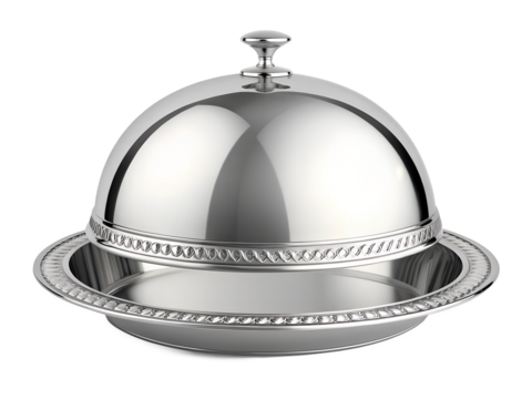 Polished Silver Plated Serving Platter and Raised Cloche Dome