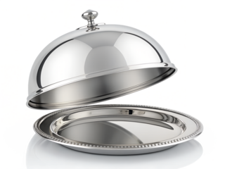 Polished Silver Plated Serving Platter and Raised Cloche Dome