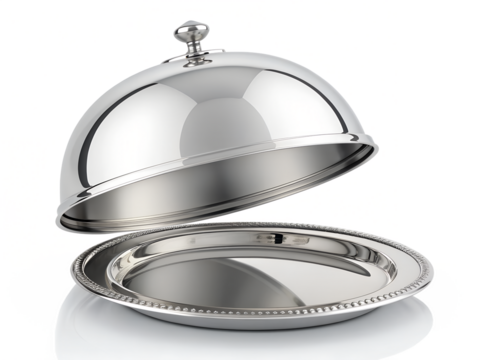 Polished Silver Plated Serving Platter and Raised Cloche Dome