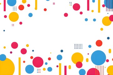 Abstract playful background with colorful circles dots and lines on white