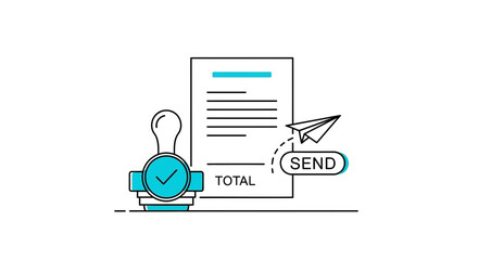 Streamlined digital invoice processing and secure online payment submission with efficient document delivery, symbolizing modern financial transactions and approved billing
