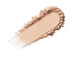 Beige powder makeup swatch isolated on a transparent background 1
