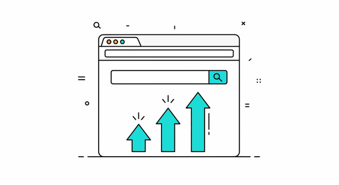 Website SEO Growth Arrows Pointing Up in Browser Window