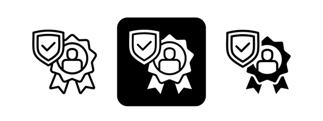 Trustworthiness Solid color and black line drawing vector illustration set