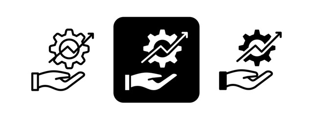 Efficiency Solid color and black line drawing vector illustration set