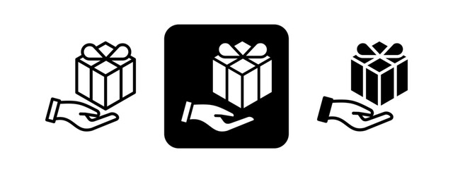 Gift Solid color and black line drawing vector illustration set