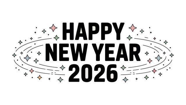 Festive 2026 Celebration: Capturing the spirit of renewal with a stylish design featuring celebratory text and playful graphic elements.