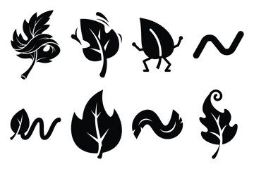 Naklejka premium funny leaf wiggle silhouette icon set on the white background