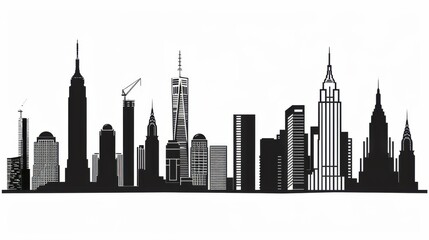 Naklejka premium Modern Architecture, Skyscraper Silhouettes