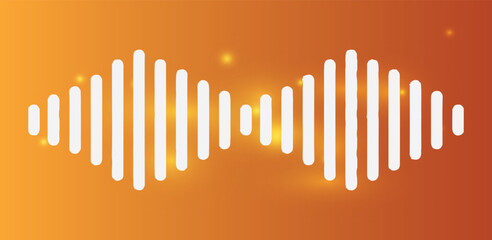 Symmetric sound wave forms on gradient orange background, audio spectrum for voice communication