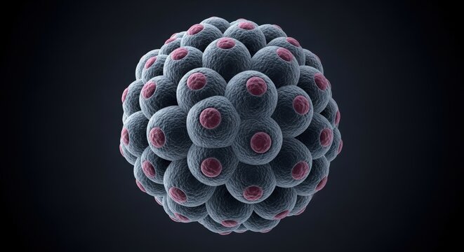 Detailed 3D Render of a Virus Particle with Distinct Capsomeres and Red Core.