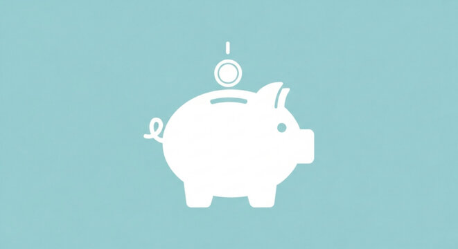 Adorable piggy bank with falling coin for savings concept, perfect for financial planning, banking, and investment themes, originally vector graphics