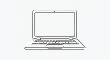 Sleek laptop outline, modern technology essential, perfect for UI mockups and creative tech presentations, a scalable graphic for digital innovation