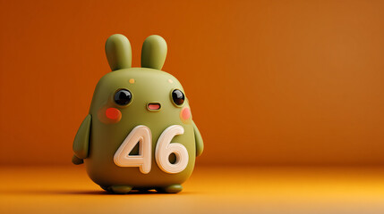 Cute animal character with bright number 46, set against orange background, exuding playful and cheerful vibe